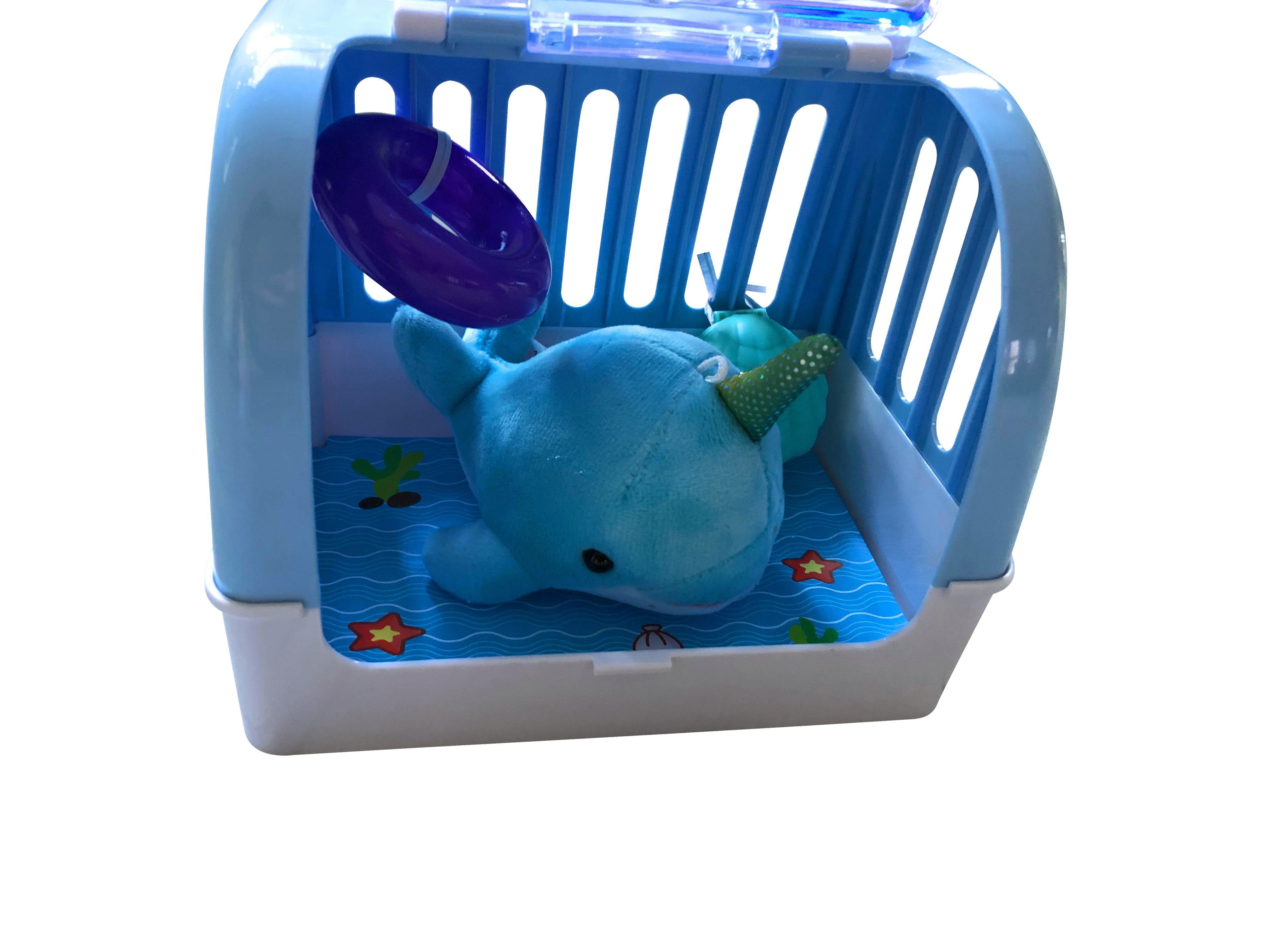 Justoyz Narwhal Stuffed Animal Plush with Carry Case Playset - Ages 3 and Up - Pink, Blue