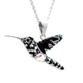 thumbnail image 3 of Juego de aretes y cadena con dije con forma de colibri, plata mexicana ley .925, Negro, 3 of 5