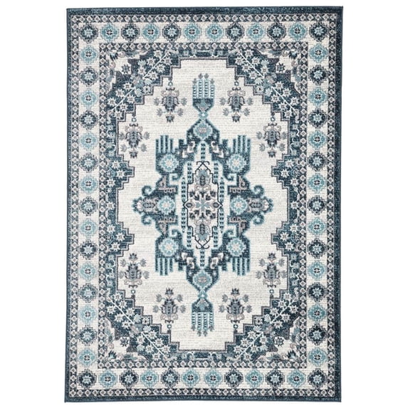 Jaipur Living Haverhill Medallion Turquoise White Area Rug 8'10"X12'