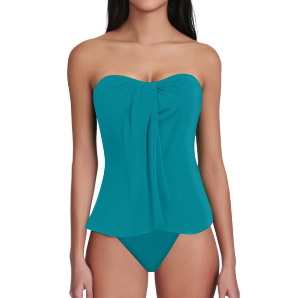 MKLEKYY Trajes De Baño Mujer 2 Piezas Women Bikini Set Leaf Printed Sleeveless Two Piece Beach Wear Hot Sexy Swimwears Tankinis Set
