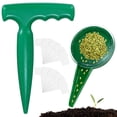 thumbnail image 1 of Uxcell 1-Set Seed Planter Tool, Plastic Hand Dibber Garden Tool with Handle for Sowing Seeds [Dark green, with Plant Labels], 1 of 7