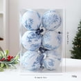 thumbnail image 3 of 2026 Christmas Home Party Decor 8CM Toile Print Fabric Wrapped Christmas Ornaments Balls 6PCS Vintage Chinoiserie Xmas Tree Hanging Decorations With Velvet Ribbon Celebration Party Supplies, 3 of 6
