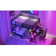 thumbnail image 4 of Full Size Metal Bunk Bed with Built-in Desk, Light and 2 Drawers, Black, 4 of 13
