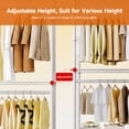 thumbnail image 2 of Heavy Duty Closet Garment Rack,3-Tier Adjustable Metal Freestanding Clothes Rack with 2 Rods and Side Hooks,Wheels,15.7" D x 29.5" W x 74.5" H,White, 2 of 5