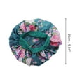 thumbnail image 4 of Unique Bargains 1 Pc High Elasticity Print Shower Cap for Bathroom Blackish Green Satin Fabric Stretch Fabric, 4 of 6