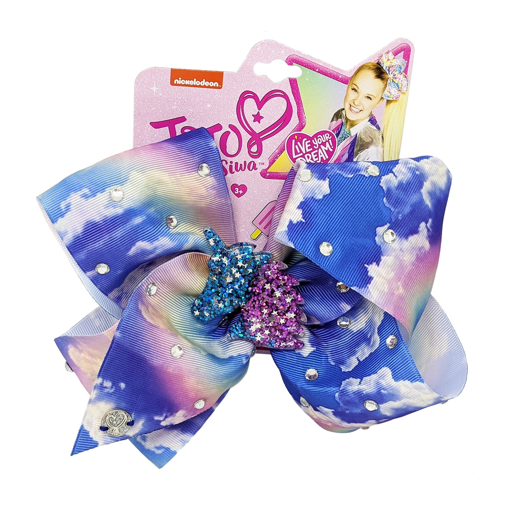 Jo Jo Siwa Bow In Ombre Blue and Purple with a Unicorn Center Charm