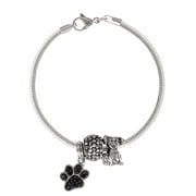Connections from Hallmark Women's Crystal Stainless Steel Dog Bead Charm Bracelet, 7.25"