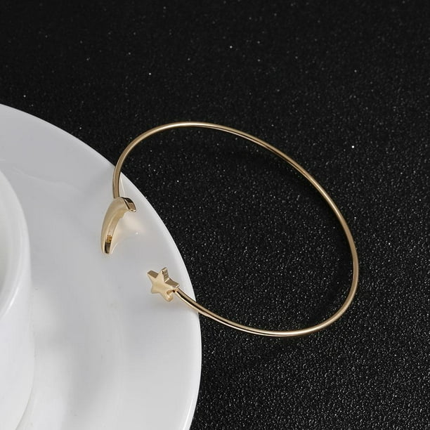 pulseras de tobillo para mujer Brazalete de mujer, Moon Star Bangle Brazalete redondo con brazalete abierto, Brazalete abierto de mujer Pulsera de cobre con brazalete con decoración Moon Star(1#) Ecomeon no