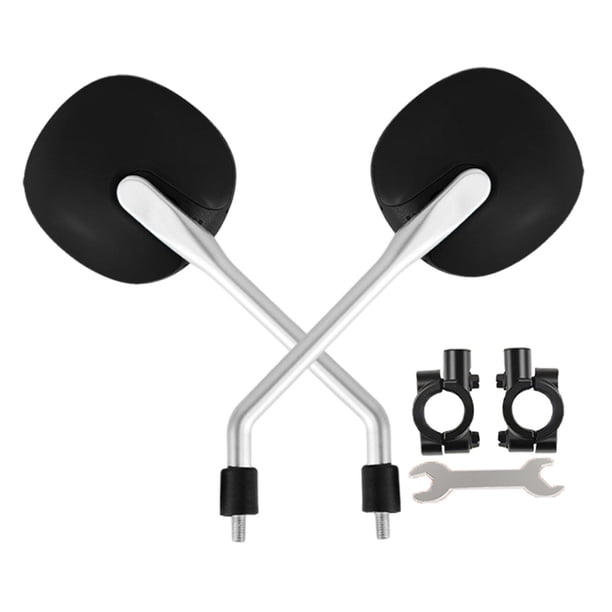 2 espejos retrovisores portátiles para motocicleta, versátiles, de 0,67 a 0,86 pulgadas de diámetro. Negro