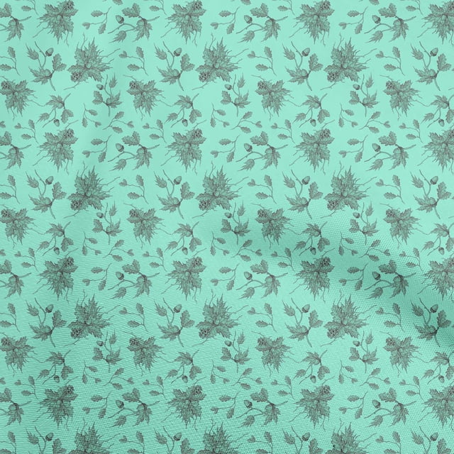 oneOone Tissu Polyester Spandex Vert Mer Feuilles d'Automne Matériel de Robe Tissu Imprimé Tissu au Mètre 56 Pouces de Large