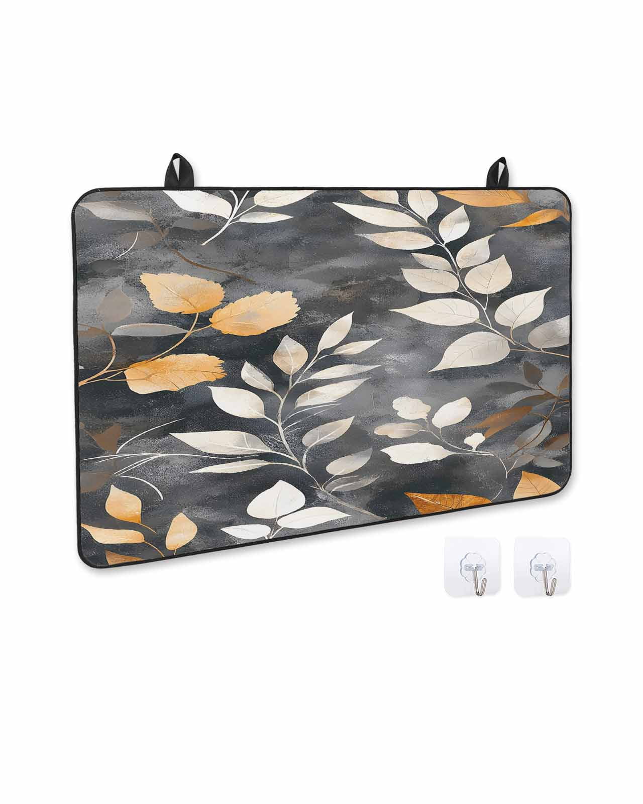 nqOlkjepod Large Induction Cooktop Protector Mat 24"x21", Vintage Leaves Stove Top Covers for Electric Stove, Vintage Botanical Leaf Plants Branches Stove Burner Cover Mats, Glass Top Stove Cover