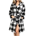 thumbnail image 7 of FDGIU Women's Plush Bathrobe with Hood & Pockets, Long Fluffy Fleece Robe for Women, Cozy Warm Hooded Sleepwear Loungewear, 7 of 7