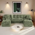 thumbnail image 3 of Wiilayok U Shaped Sectional Sofa,Modular Cloud Corduroy Sofa Couch with Extra Deep Seat for Living Room Sofa, No Assembly, Green, 3 of 9