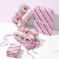thumbnail image 5 of Christmas Pink Wrapping Paper Mini Roll for Kids, Playful Elf Cane Candy, Pink White Candy Stripes Sweet Snowy Reversible Design, 17 inches x 32.8 Feet, 5 of 7