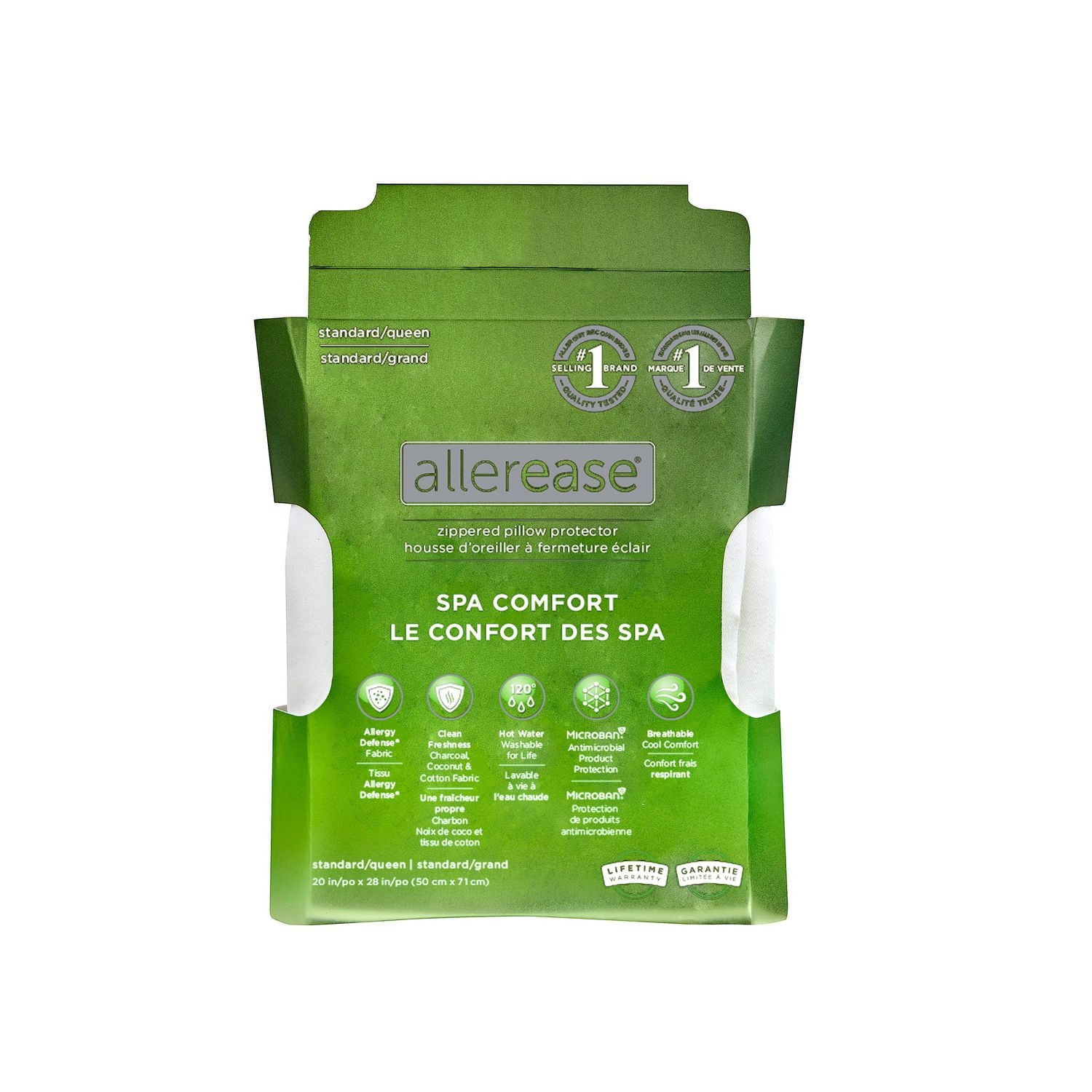 AllerEase Spa Comfort Allergy Protection Zippered Pillow Protector, Zippered Pillow Protector