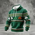 thumbnail image 1 of Ceisia Men's Slim Fit Waffle Knit Hoodie - St. Patrick's Day Shamrock Jacquard Sweatshirt Green M Gifts, 1 of 3