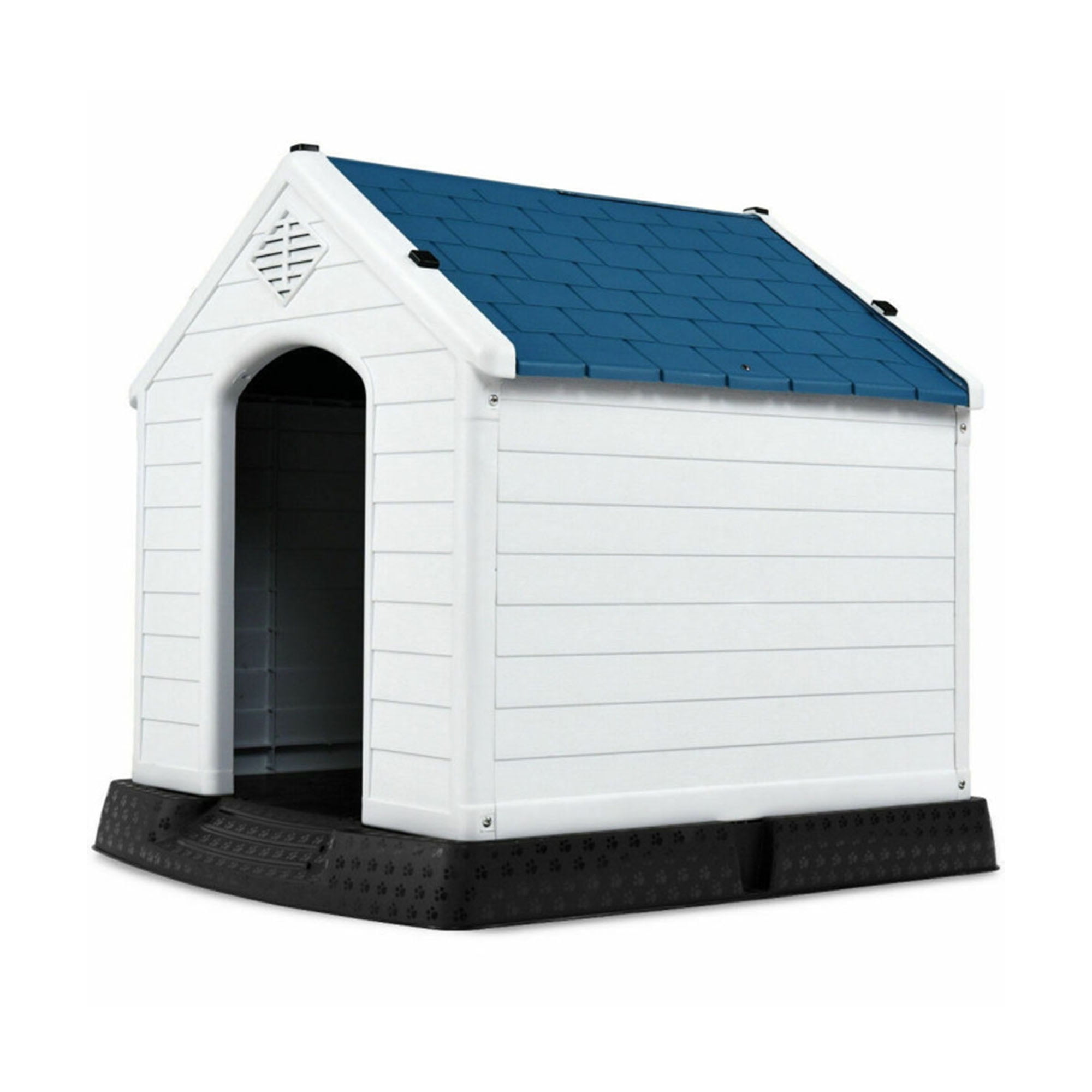 Pefilos 27" Outdoor Dog House, Sun Protection Pet Houses for Small Dogs, Weatherproof Cat House with Ventilation System and Fastening Device, White Pefilos 27" Outdoor Dog House, Sun Protection Pet Houses for Small Dogs, Weatherproof Cat House with Ventilation System and Fastening Device, White