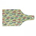 thumbnail image 1 of Cars Cutting Board, Various Vehicles with Curved Edges Vintage Car Designs from Fifties, Decorative Tempered Glass Cutting and Serving Board, Wine Bottle Shape, Dark Blue Red Fern Green, by Ambesonne, 1 of 1
