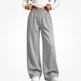 thumbnail image 2 of ITSAME Girls Wide Leg Sweatpants Ruffle Elastic Waist Loose Fit with Pockets Fall Winter Warm Casual Pants Size 7, 2 of 6