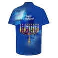 thumbnail image 4 of Bzhegqhd Men's Fashion Casual Hanukkah Printed Shirt Short Sleeve Button Up Short Sleeve Lapel Shirt, 4 of 5