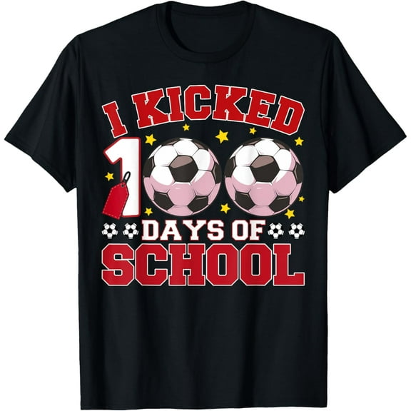 I Kicked 100 Days Of School Soccer Sports Boys Kids T-Shirt