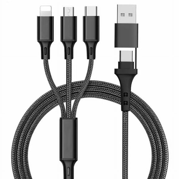 1.15M Multi Fast 4-in-1 Multi Charging Cable Nylon Braid Cord USB/C to Type C/iPhone Fast Sync Charger Adapter Compatible with Laptop/Tablet/Phone