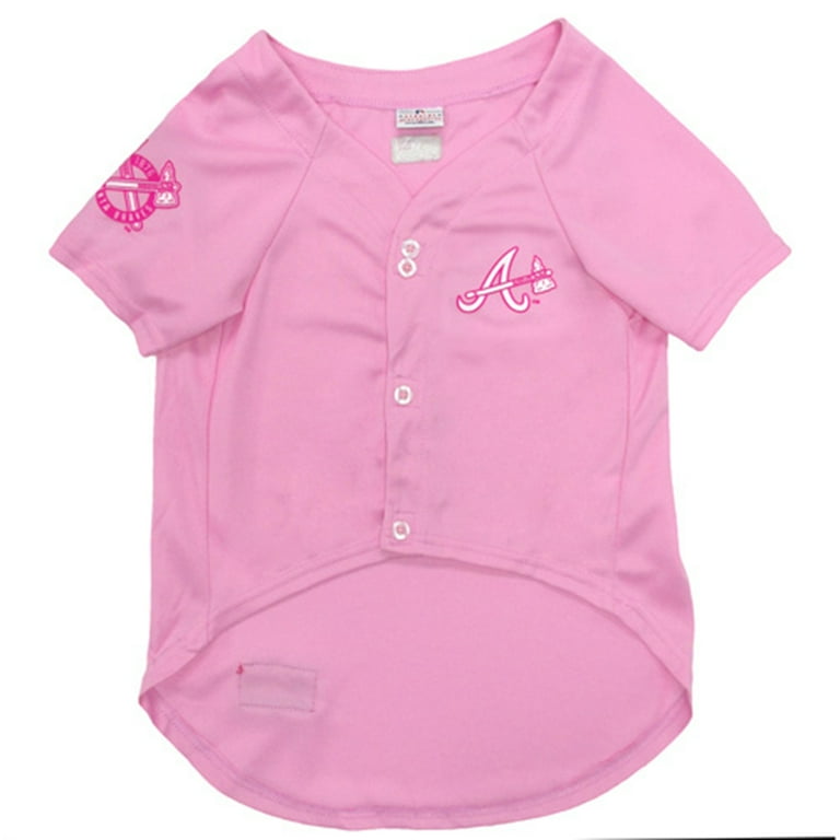 Pets First MLB Atlanta Braves Baseball Pink Jersey Licensed MLB Jersey Medium