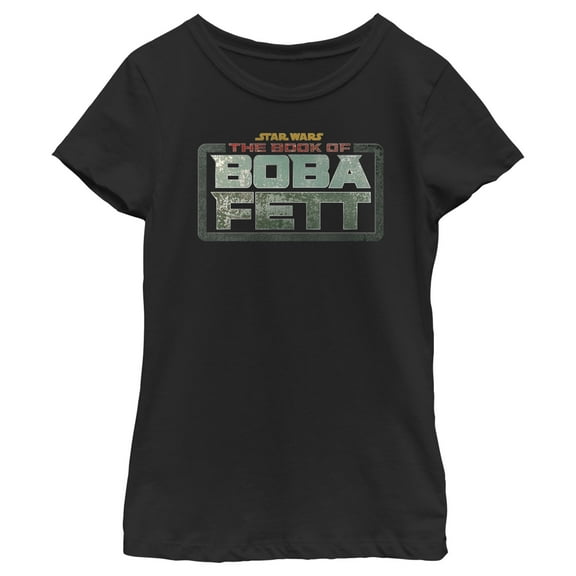 Girl's Star Wars: The Book of Boba Fett Distressed Logo Graphic Tee Black Large