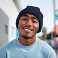 thumbnail image 3 of Dalix Chocolate Molecule Beanie Cap Dalix Chocolate Molecule Embroidered Beanie Hat Knit Cozy Cap Cold Weather Mens in Navy Blue, 3 of 5