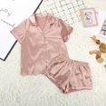 thumbnail image 2 of Satin Pajamas Sets Women's Short Sleeve Sleepwear Soft Silk Button Down Loungewear Two Piece Pjs Shorts Set S-XL Womens Clothes, 2 of 7