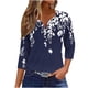 thumbnail image 1 of Camisetas de Manga Corta para las Mujeres Moda Impresa 3/4 Manga Cuello Redondo Top Casual para el Hogar Y Diario, 1 of 5