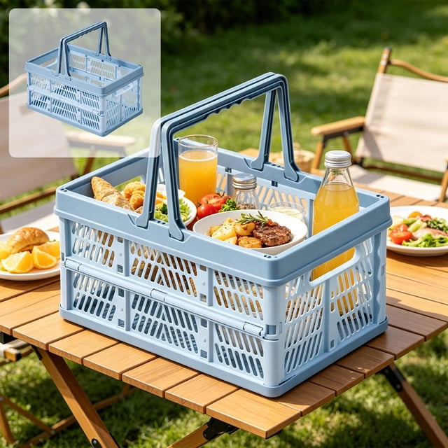 Ohmyroo Portable Collapsible Storage Crate for Home Organization