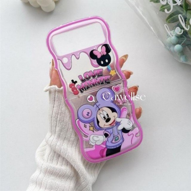 Cute Kuromi Kitty Wave Edge Soft Clear Silicone Phone Casing Samsung Galaxy Z Flip 4 3 Pu Case Transparent Shockproof Protective Cover