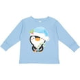 thumbnail image 3 of Inktastic Cute Christmas Penguin in Blue Hat Boys or Girls Long Sleeve Toddler T-Shirt, 3 of 5