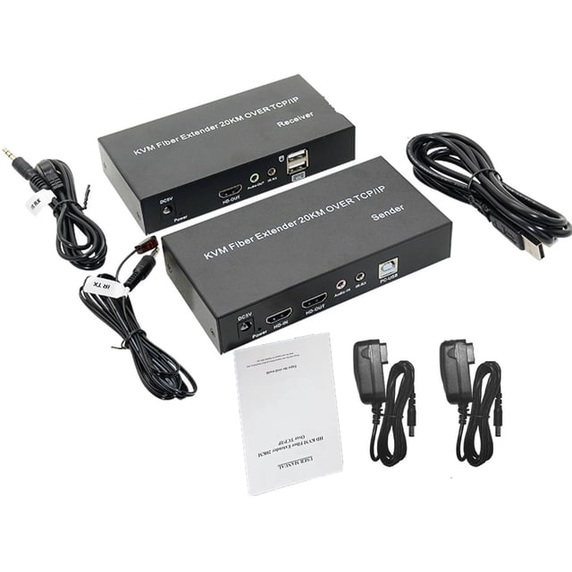 Kit d'Extension USB Fibre Optique Supporte 1080P60Hz pour Utilisation à Distance Clavier et Souris