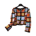 thumbnail image 2 of SIEYIO Women Autumn Long Sleeve Crochet Cardigan Ethnic Hollow Knit Colorful Geometric Pattern Button Down Sweater Coat for Jac, 2 of 19