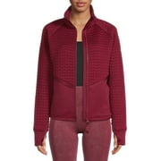 Avia Women's Full Zip Quilted Mixed Media Jacket With Thumbholes