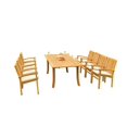 thumbnail image 1 of Grade-A Teak Dining Set: 8 Seater 9 Pc: 94" Rectangle Table And 8 Wave Stacking Arm Chairs Outdoor Patio WholesaleTeak #51WV2009, 1 of 6