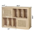 thumbnail image 3 of Large Record Player Stand, Rattan Turntable Stand Table Holds up to 450 Albums, Vinyl Record Storage Cabinet with Wood Legs for Living Room Bedroom Office, Natural Oak, 3 of 10