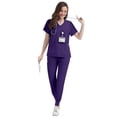 thumbnail image 4 of Niaahinn Women's Scrubs Set - V-Neck Top & Drawstring Jogger Scrub Pant for Nursing Uniforms, 9 colors, 4 of 8