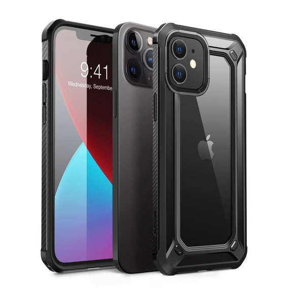 SUPCASE Unicorn Beetle EXO Series Case for iPhone 12/iPhone 12 Pro (2020 Release) 6.1 Inch, Premium Hybrid Protective Clear Bumper Case (Black)
