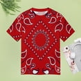 thumbnail image 4 of Red Paisley Bandana-1 Women's Short Sleeve T-Shirt Crew Neck Casual Summer Trendy Loose Fit Tops, 4 of 6