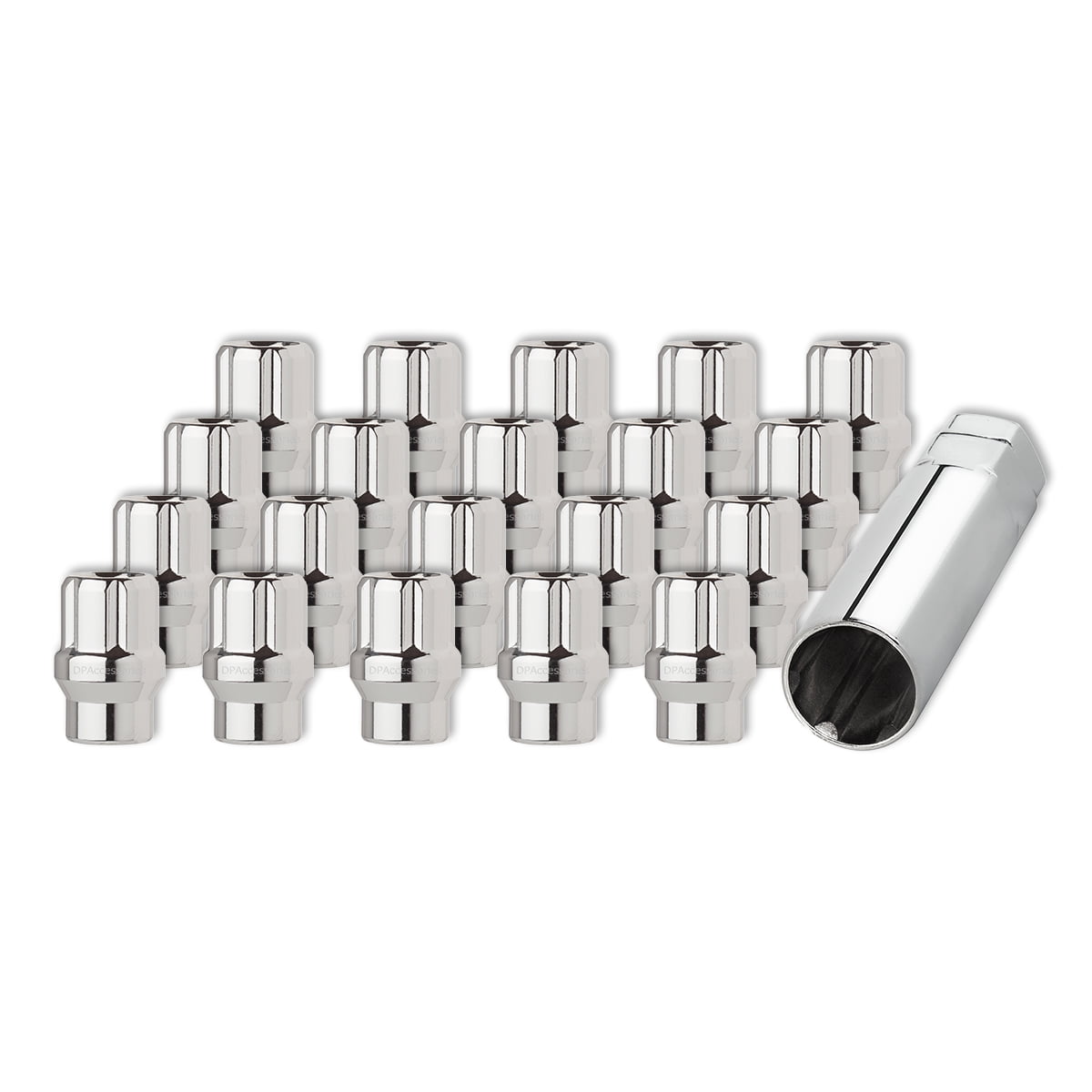 20 Chrome 12x1.25 Open End ET Spline Tuner Lug Nuts for Aftermarket