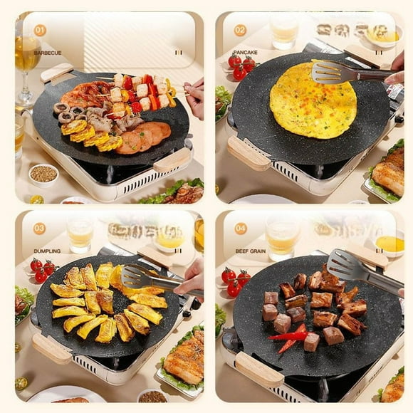Non Stick Round Baking Grill Pan for Korean BBQ Indoor Cooking Multifunctional Frying and Roasting Kitchen