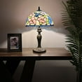 thumbnail image 4 of Pink Blue Stained Glass Table Lamp Hummingbird Flowers for Living Room Bedroom Bedside 12"W*12"D*19"H, 4 of 6