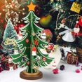 thumbnail image 5 of Mini árbol de Navidad, mini árbol de Navidad de madera, con 18 mini adornos navideños y 1 estrella para decoración navideña, decoración de mesa, regalo de Navidad (verde), 5 of 5