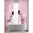 thumbnail image 5 of Pink Snowman Christmas Sheer Curtains 84 Inch Length 2 Panels Set for Living Room/Bedroom, Winter Snowflake Xmas Tree Pink Grey Plaid Curtain Drapes Rod Pocket Curtains Window Treatment 52''x84''x2, 5 of 7