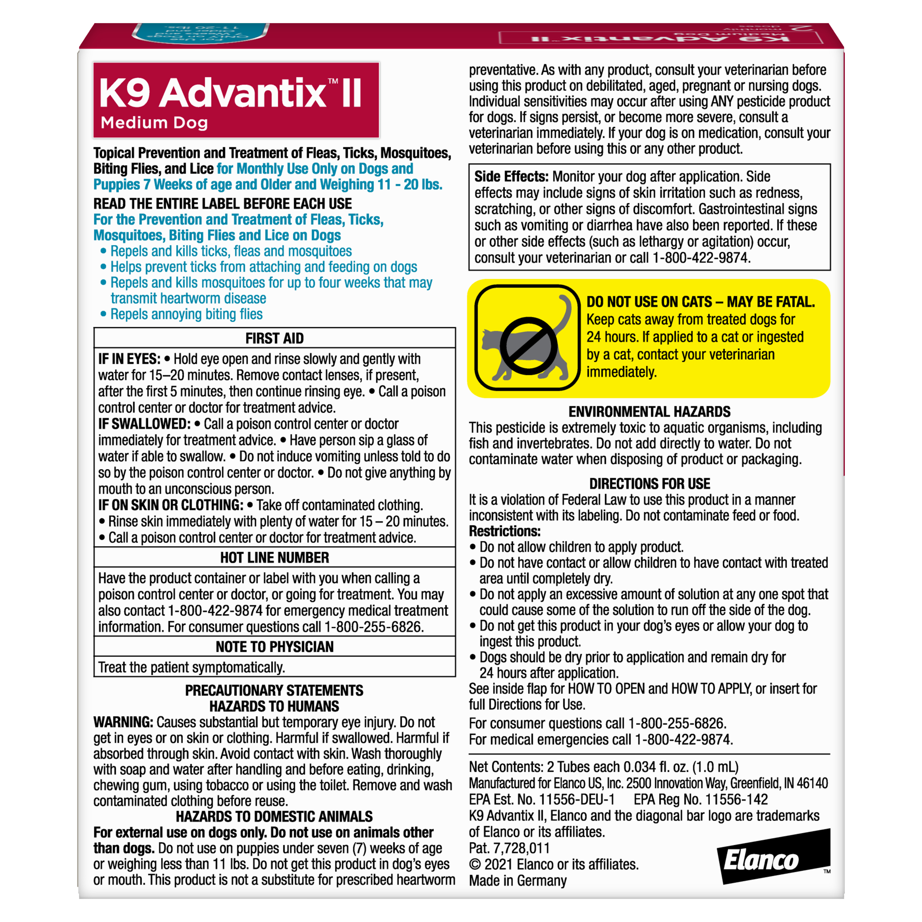 K9 Advantix II Flea & Tick Treatment for Medium Dogs, 2-Pack ...