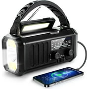 Hand Crank Emergency Radio, NOAA Weather Radio with AM/FM & Solar Radio, 10000MAH Rechargeable Battery Powered, Cell Phone Charging, Flashlight Reading Lamp Headphone Jack, SOS Alarm for Emergency