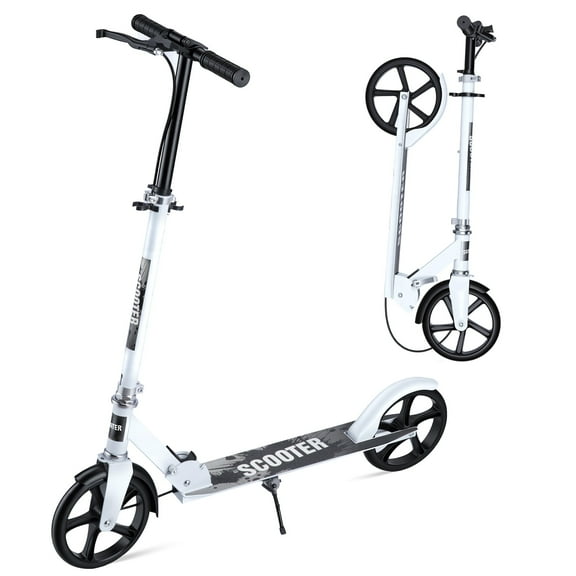 Vebreda 200mm Kick Scooter for Kids 6 Years Teens Adults, 330LB Weight Capacity, 4 Levels Height Adjustable, for Outdoor, White